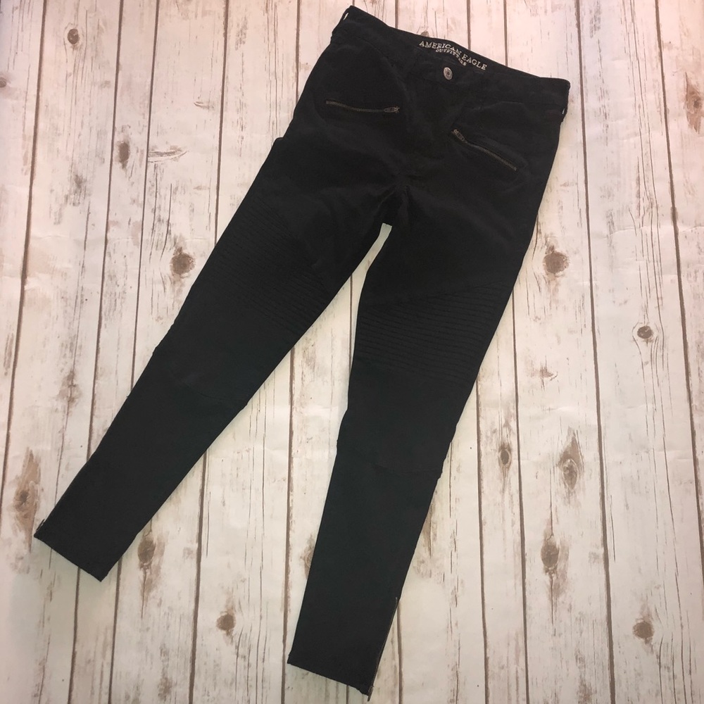 AEO hi-rise black moto jeggings NWOT